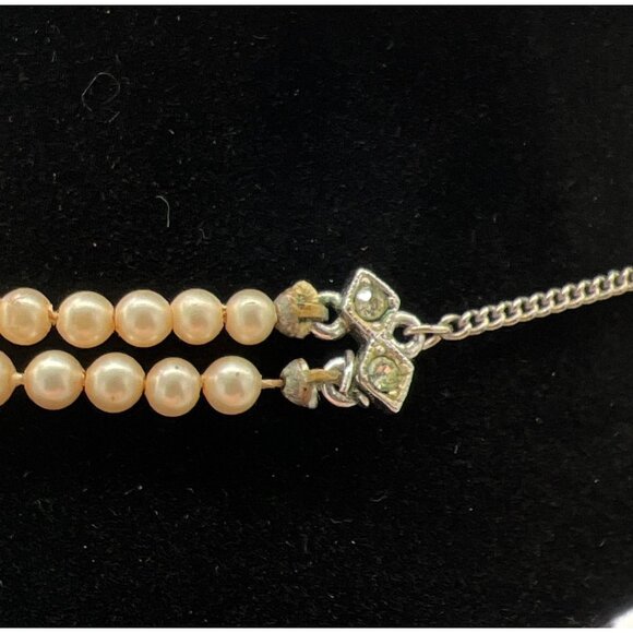 Vintage Marvella Double Strand Faux Pearl Necklace 16" Adjustable Chain Elegant - Picture 4 of 7